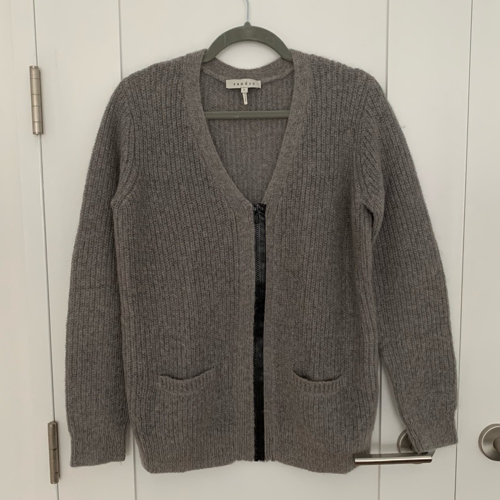 Sandro Mohair Zip-up Cardigan Sweater